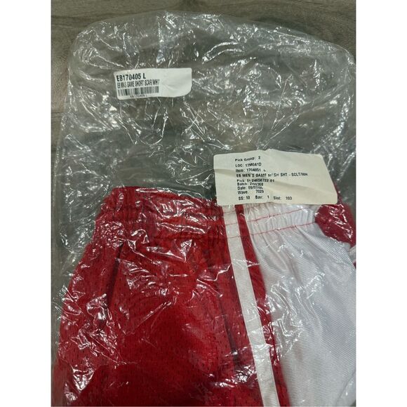 Vintage Eastbay Men’s Game Shorts Red White L Large Scar/Wht NEW - Picture 9 of 9